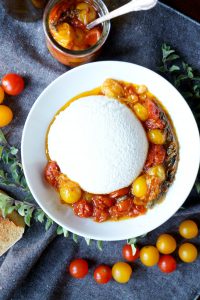 homemade ricotta with tomato garlic confit | The Baking Fairy