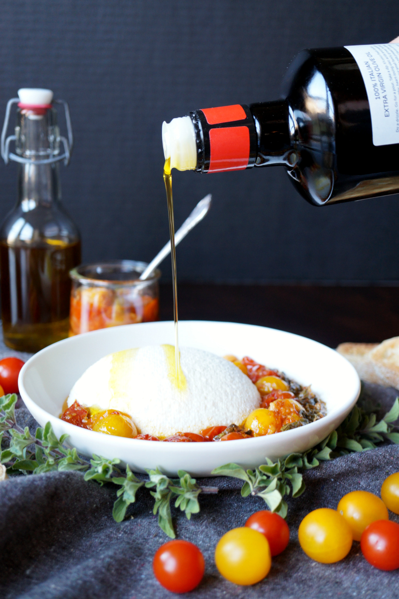 homemade ricotta with tomato garlic confit | The Baking Fairy