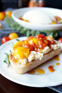 homemade ricotta with tomato garlic confit | The Baking Fairy