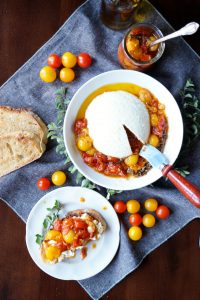 homemade ricotta with tomato garlic confit | The Baking Fairy