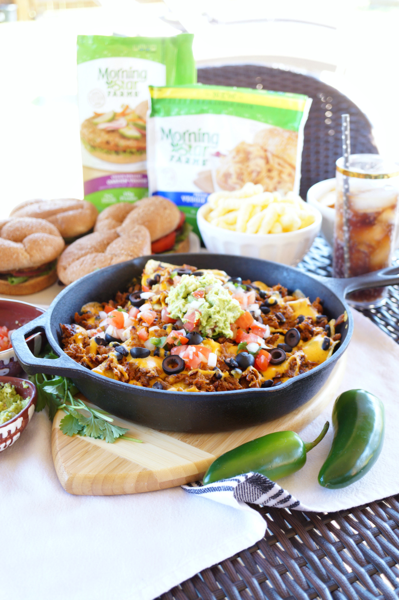 cheesy vegan pulled pork nachos | The Baking Fairy #TailgateWithATwist #SeasonalSolutions #ad