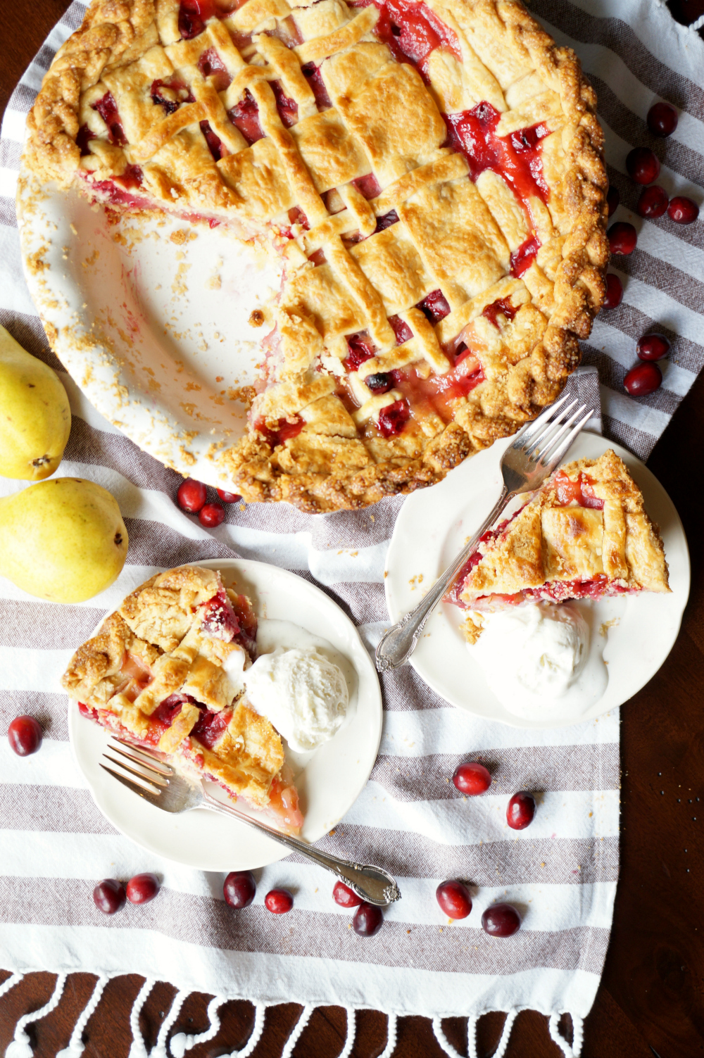 cranberry pear lattice pie | The Baking Fairy