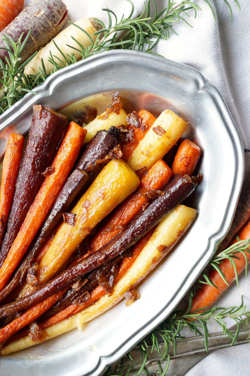 stovetop rainbow carrots with caramelized onions | The Baking Fairy