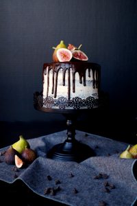 vegan fig dark chocolate layer cake | The Baking Fairy