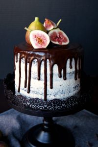 vegan fig dark chocolate layer cake | The Baking Fairy