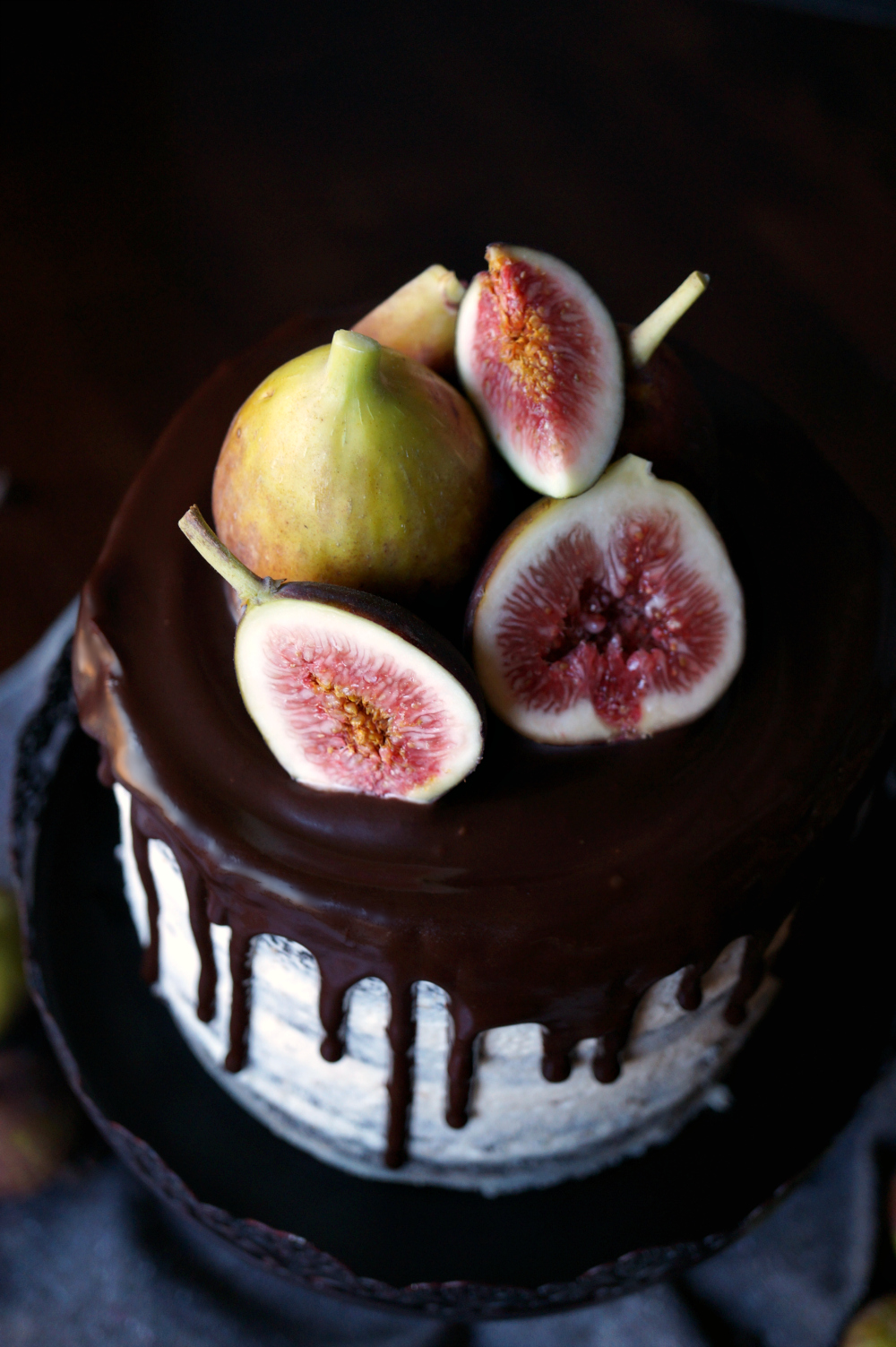 vegan fig dark chocolate layer cake | The Baking Fairy