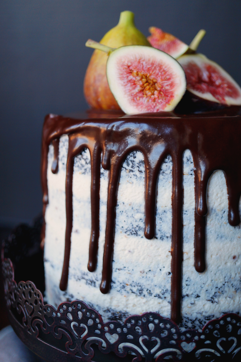 vegan fig dark chocolate layer cake | The Baking Fairy