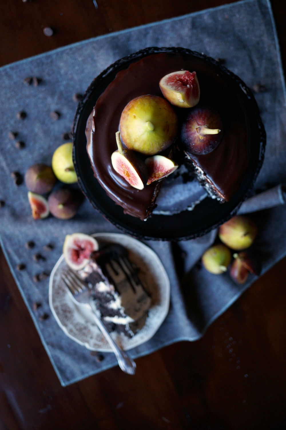 vegan fig dark chocolate layer cake | The Baking Fairy