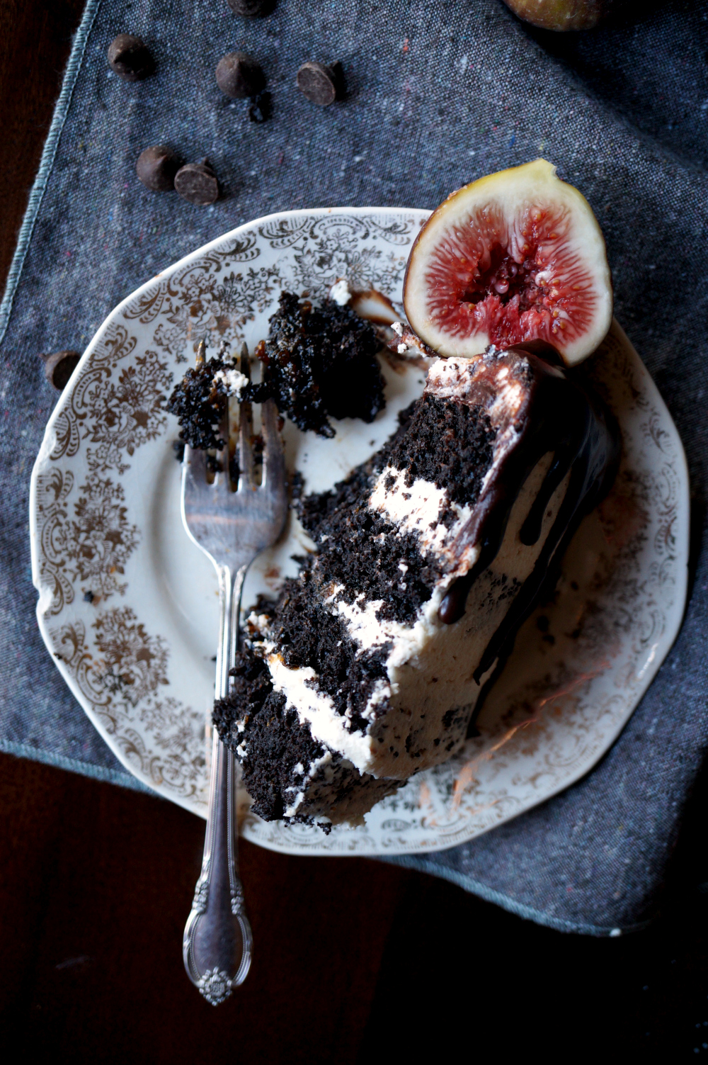 vegan fig dark chocolate layer cake | The Baking Fairy