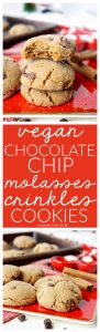 vegan chocolate chip molasses crinkles cookies | The Baking Fairy