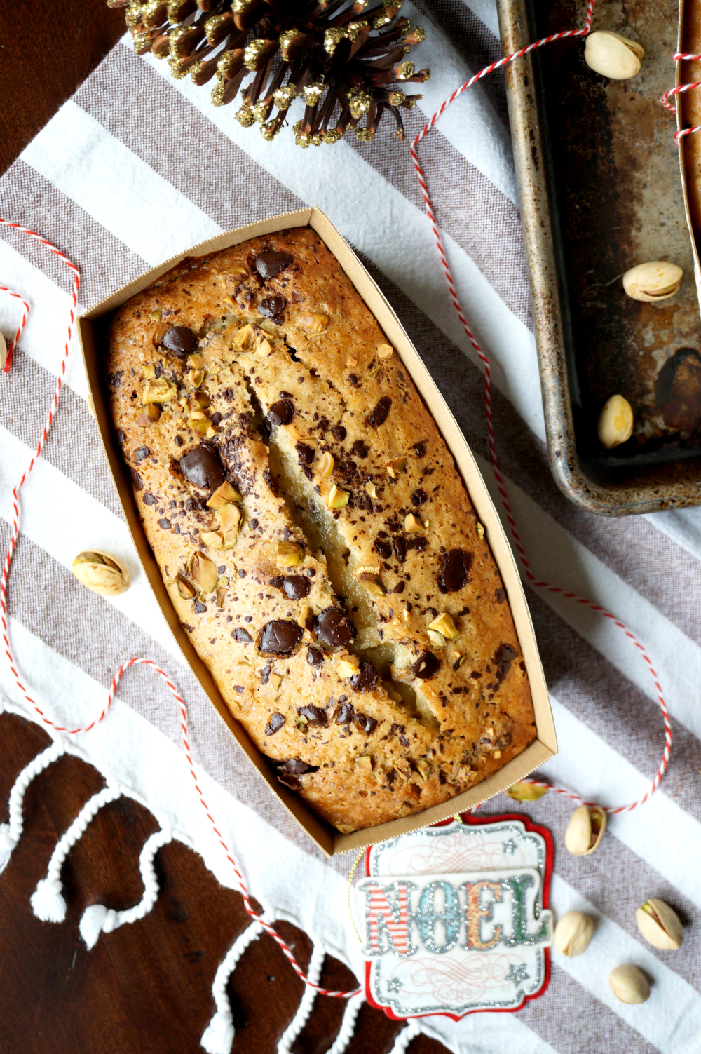 vegan chocolate chunk pistachio olive oil loaf cakes | The Baking Fairy