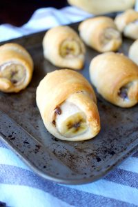 chocolate peanut butter banana crescents | The Baking Fairy