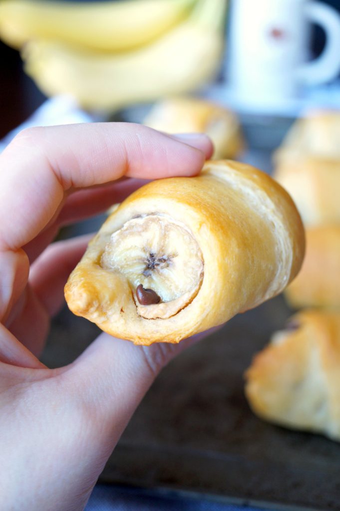 chocolate peanut butter banana crescents | The Baking Fairy