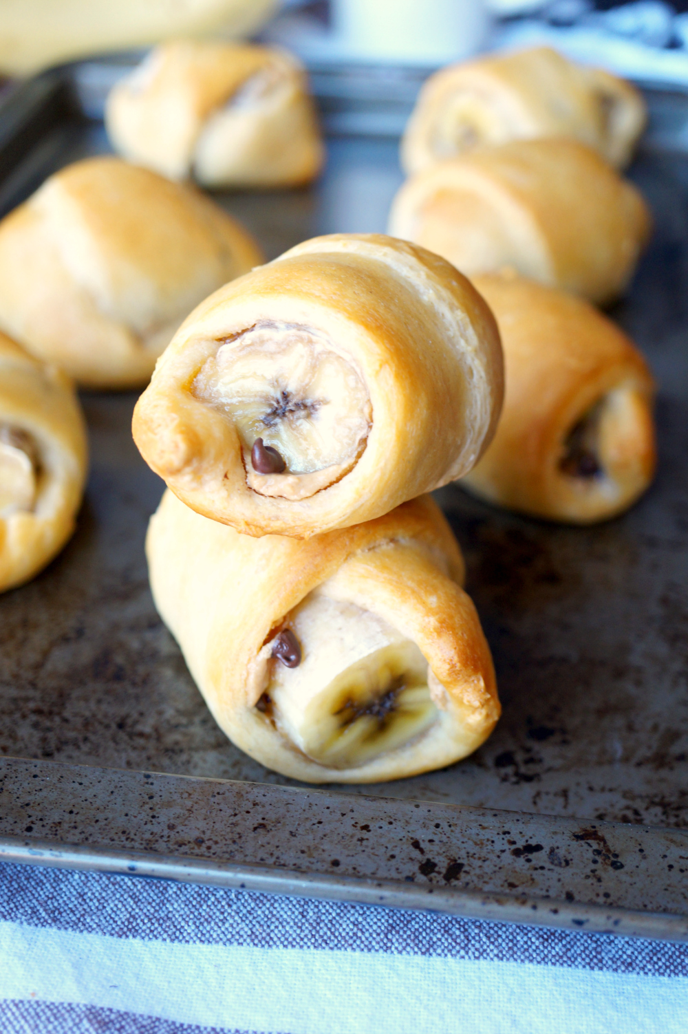 chocolate peanut butter banana crescents | The Baking Fairy