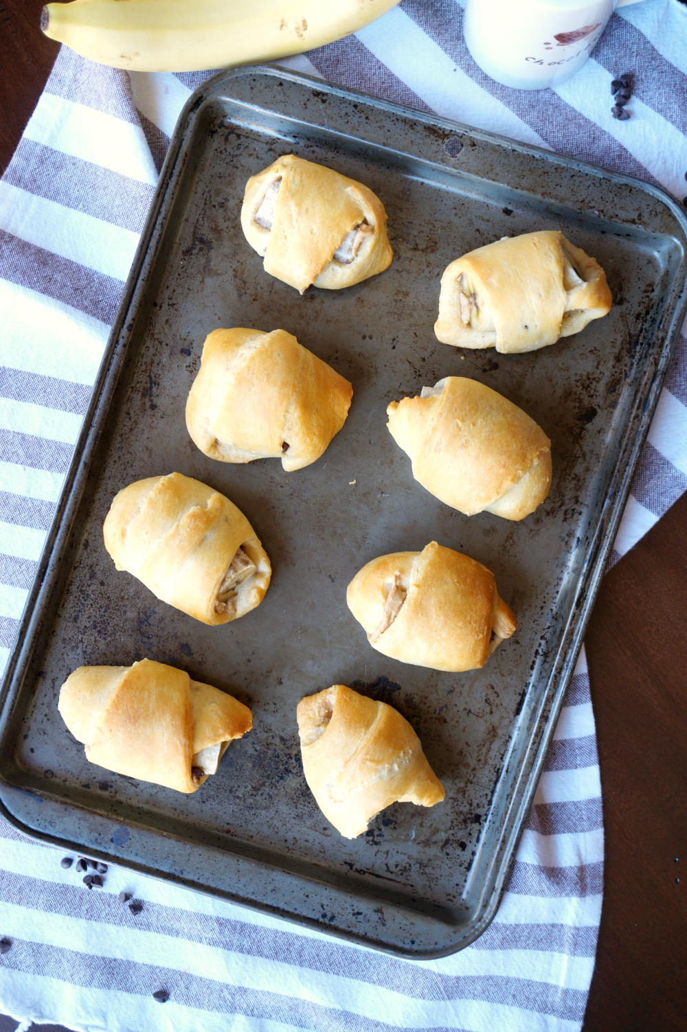 chocolate peanut butter banana crescents | The Baking Fairy