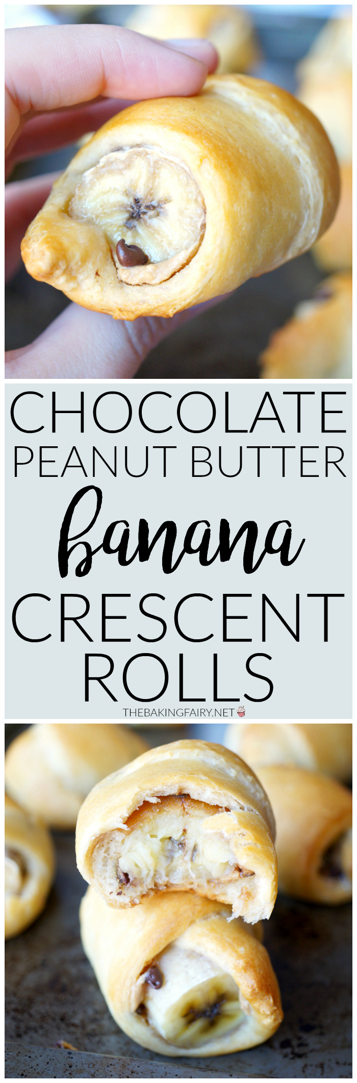 chocolate peanut butter banana crescents | The Baking Fairy