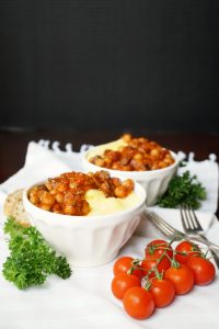 vegan chickpea mushroom tomato stew with polenta | The Baking Fairy