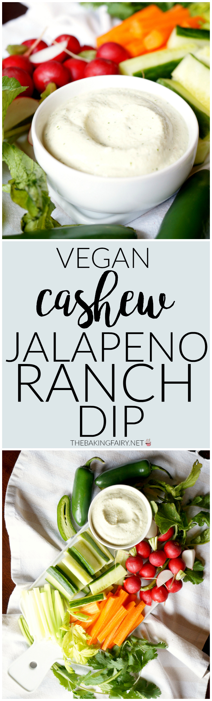 vegan cashew jalapeno ranch dip | The Baking Fairy