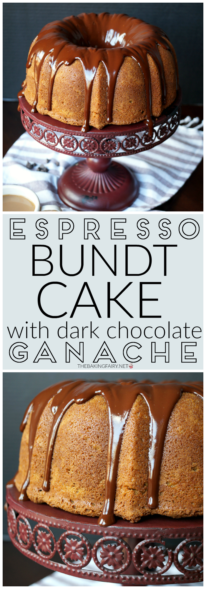 espresso bundt cake with dark chocolate ganache | The Baking Fairy