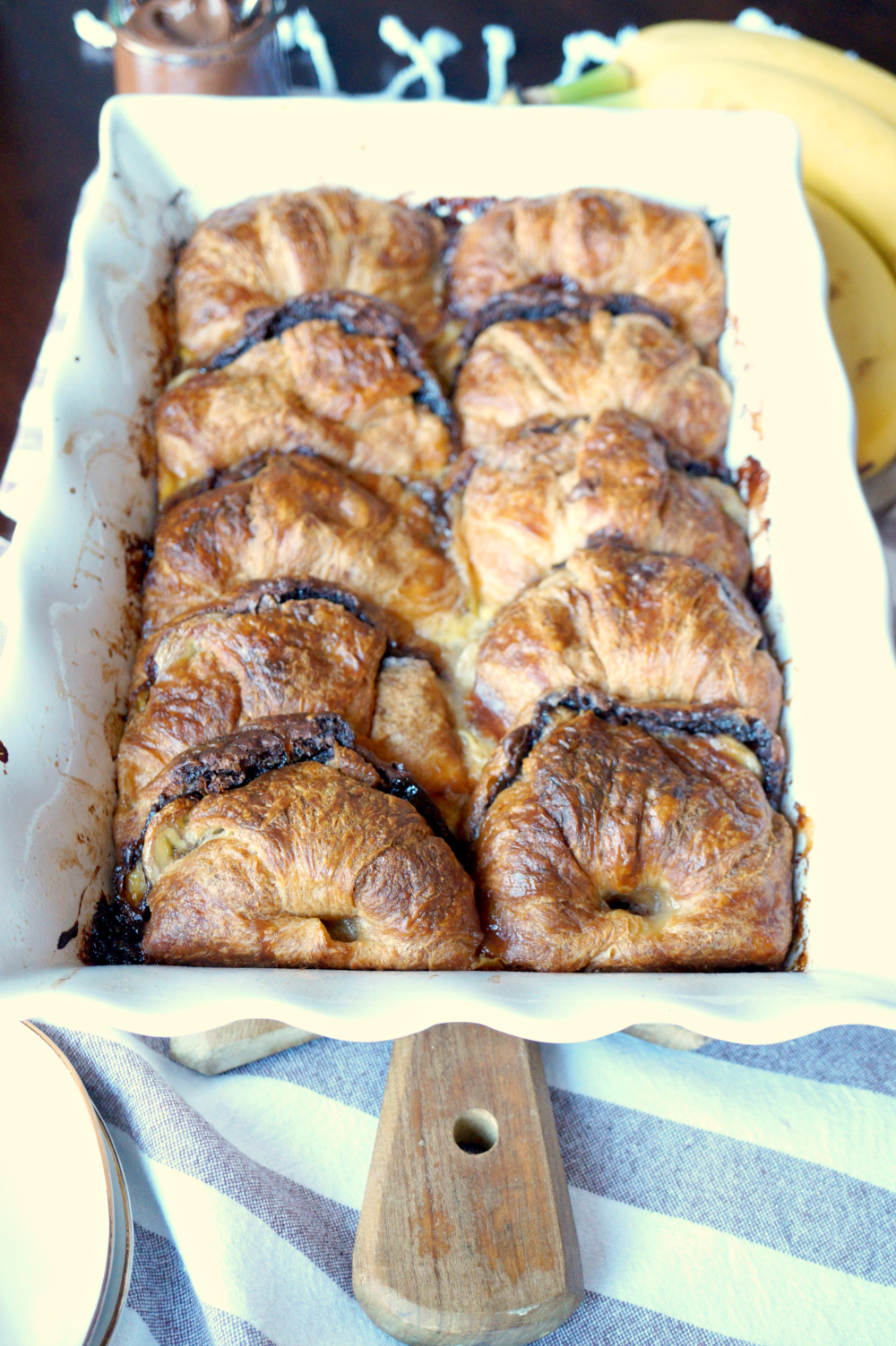 banana Nutella croissant french toast casserole | The Baking Fairy