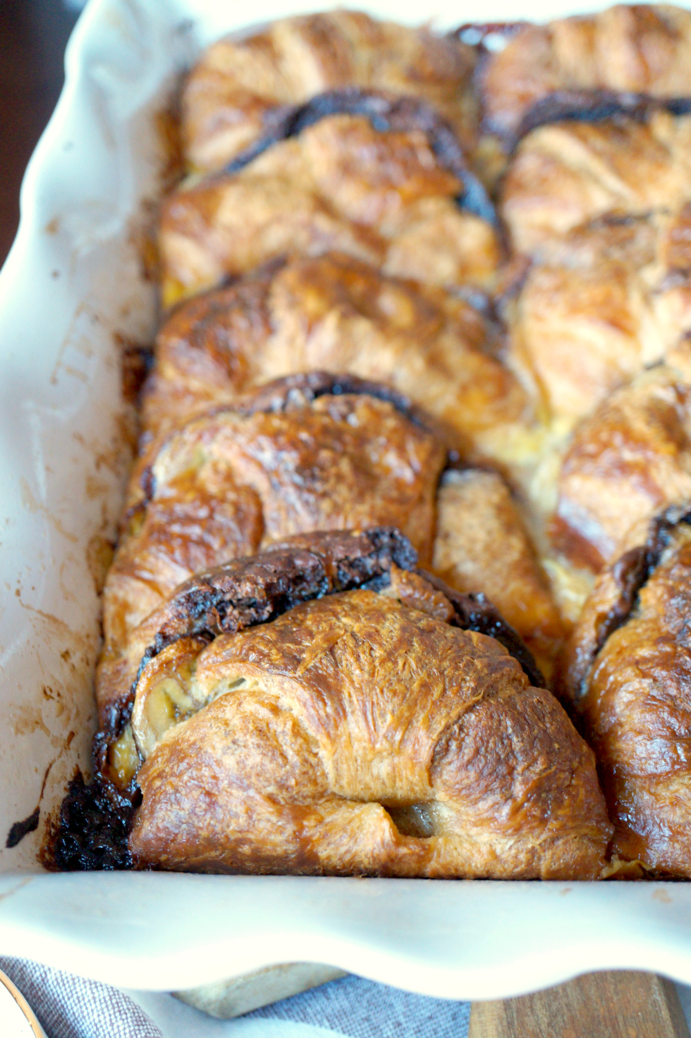 banana Nutella croissant french toast casserole | The Baking Fairy