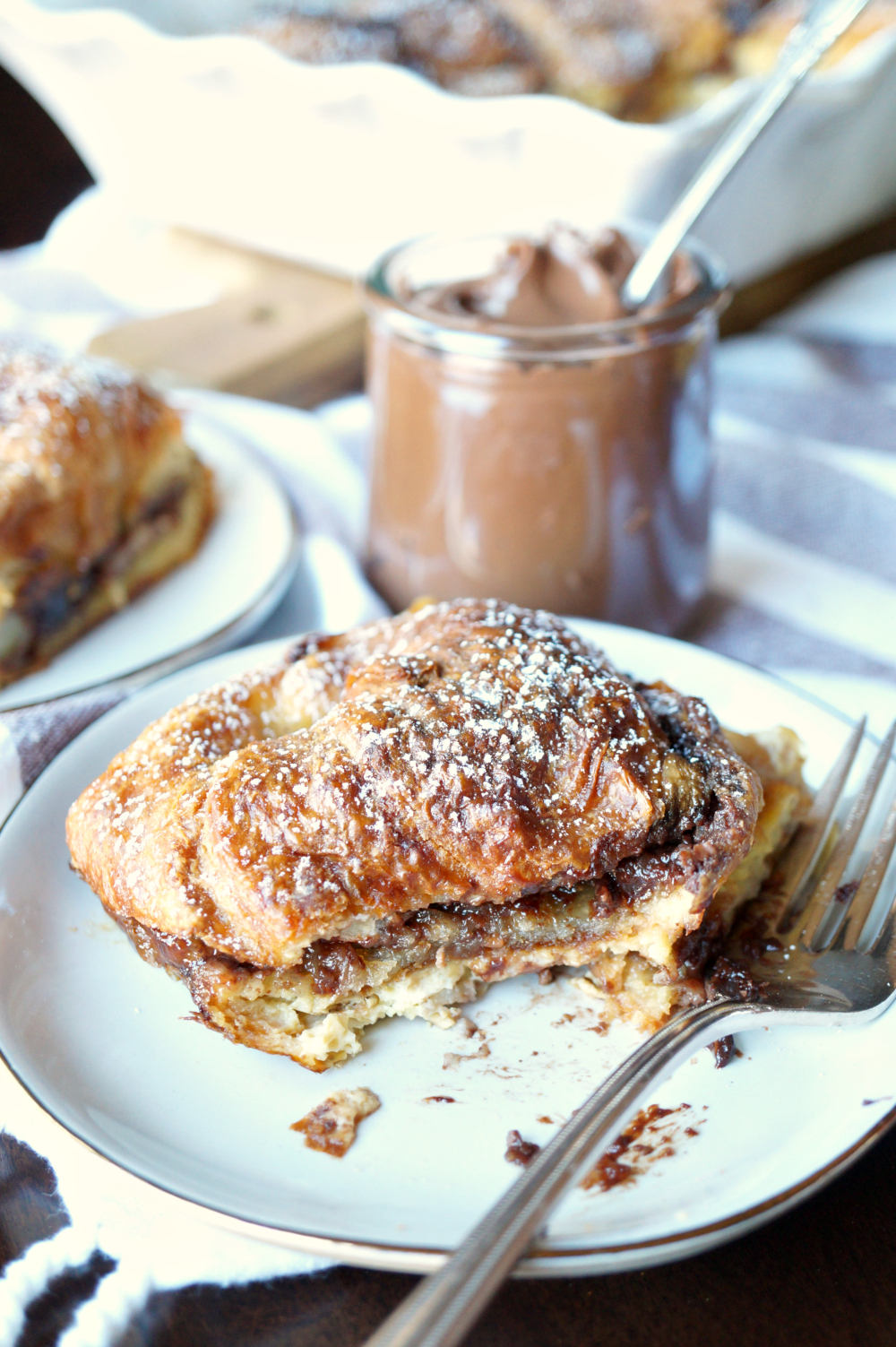 banana Nutella croissant french toast casserole | The Baking Fairy