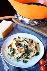 super simple tomato kale spaghetti | The Baking Fairy