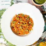 carrot noodles with carrot-top pesto and pistachios | The Baking Fairy