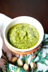 carrot noodles with carrot-top pesto and pistachios | The Baking Fairy