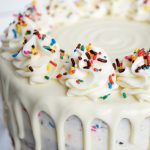 layered confetti drip cake | The Baking Fairy