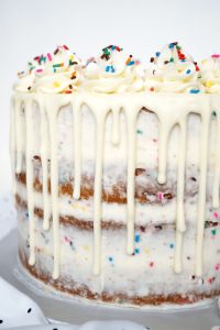 layered confetti drip cake | The Baking Fairy