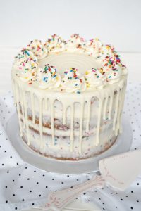 layered confetti drip cake | The Baking Fairy