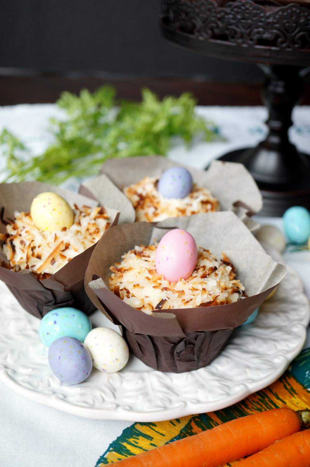 coconut pistachio carrot cake cupcakes | The Baking Fairy