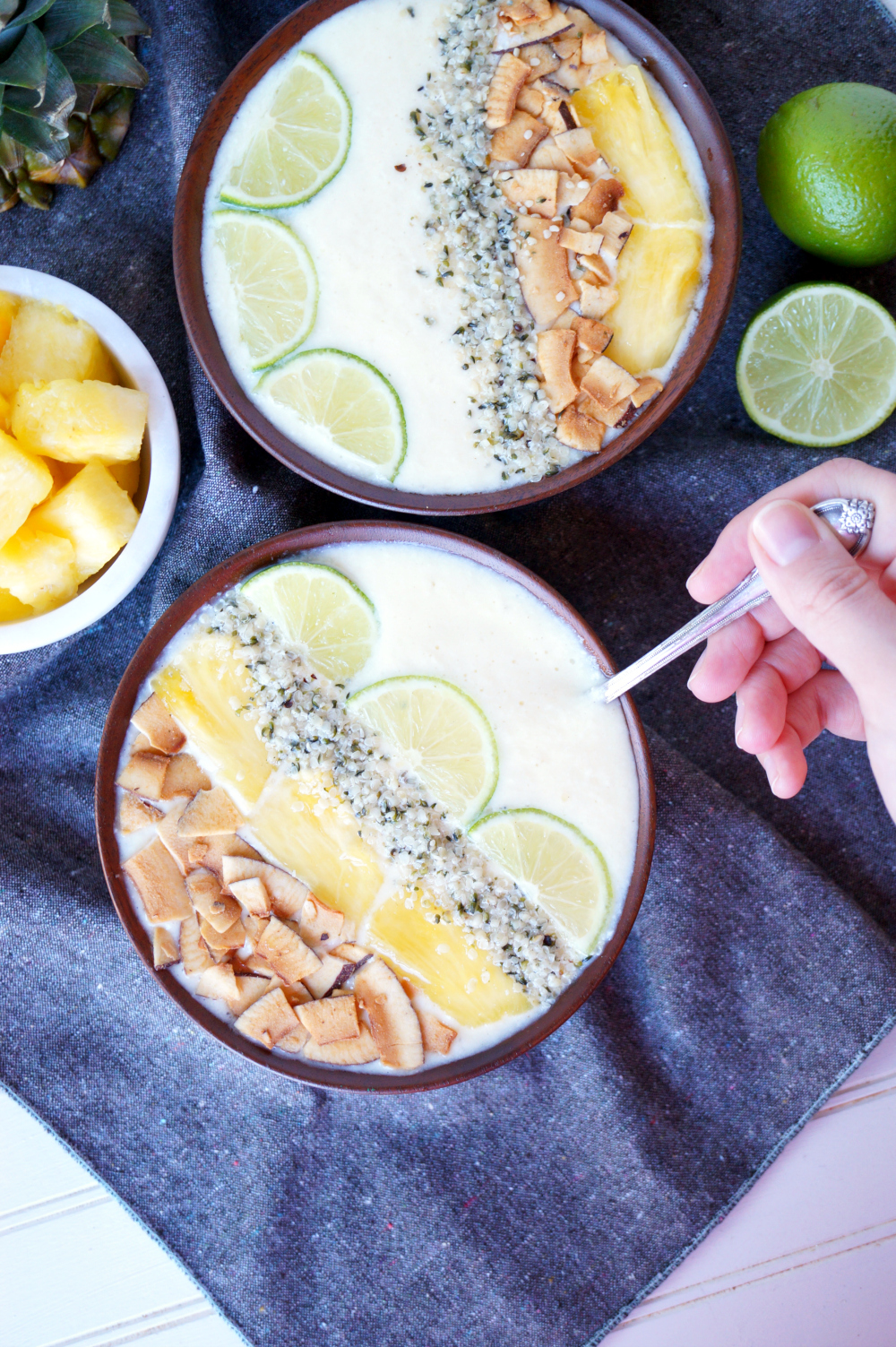 piña colada smoothie bowls | The Baking Fairy