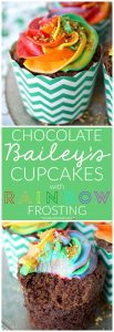 chocolate Bailey's cupcakes with rainbow frosting | The Baking Fairy