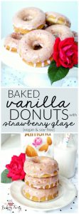 baked vanilla donuts with strawberry glaze {vegan/soy-free} | The Baking Fairy