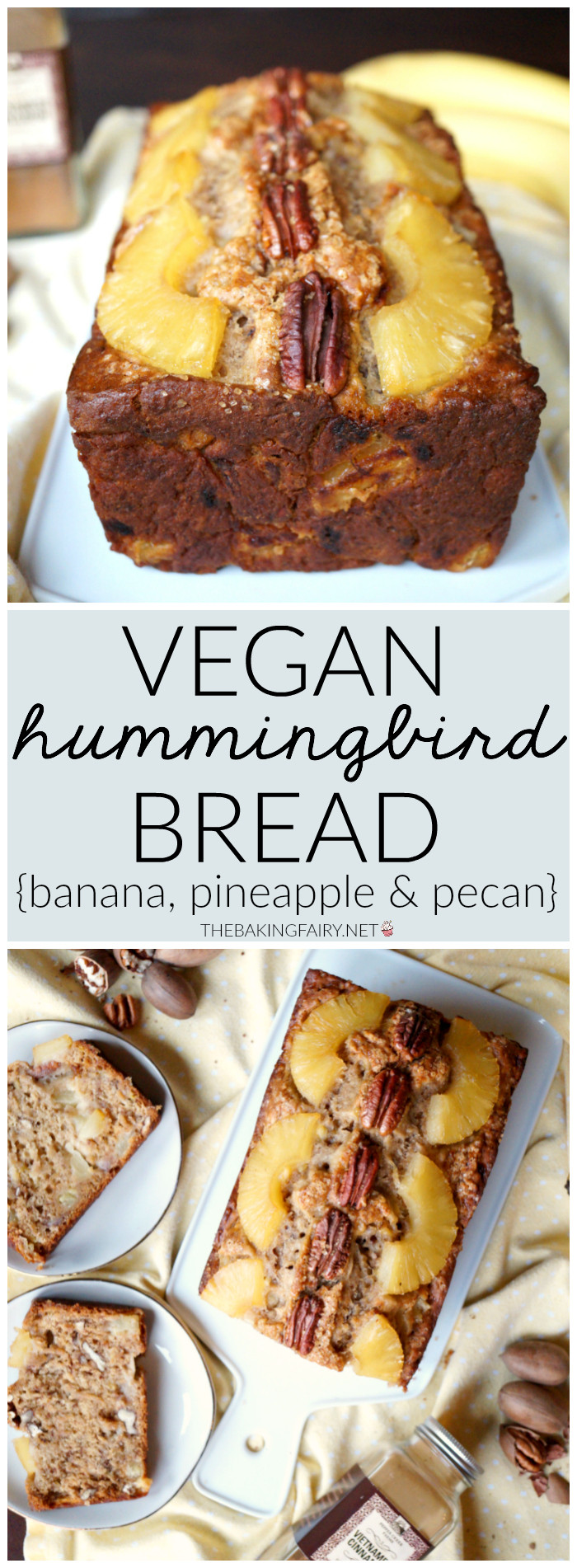 vegan hummingbird bread {banana, pineapple & pecan} | The Baking Fairy