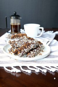 vegan chocolate toasted coconut biscotti | The Baking Fairy