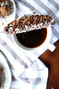 vegan chocolate toasted coconut biscotti | The Baking Fairy