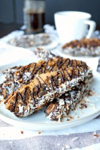 vegan chocolate toasted coconut biscotti | The Baking Fairy