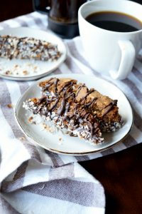 vegan chocolate toasted coconut biscotti | The Baking Fairy
