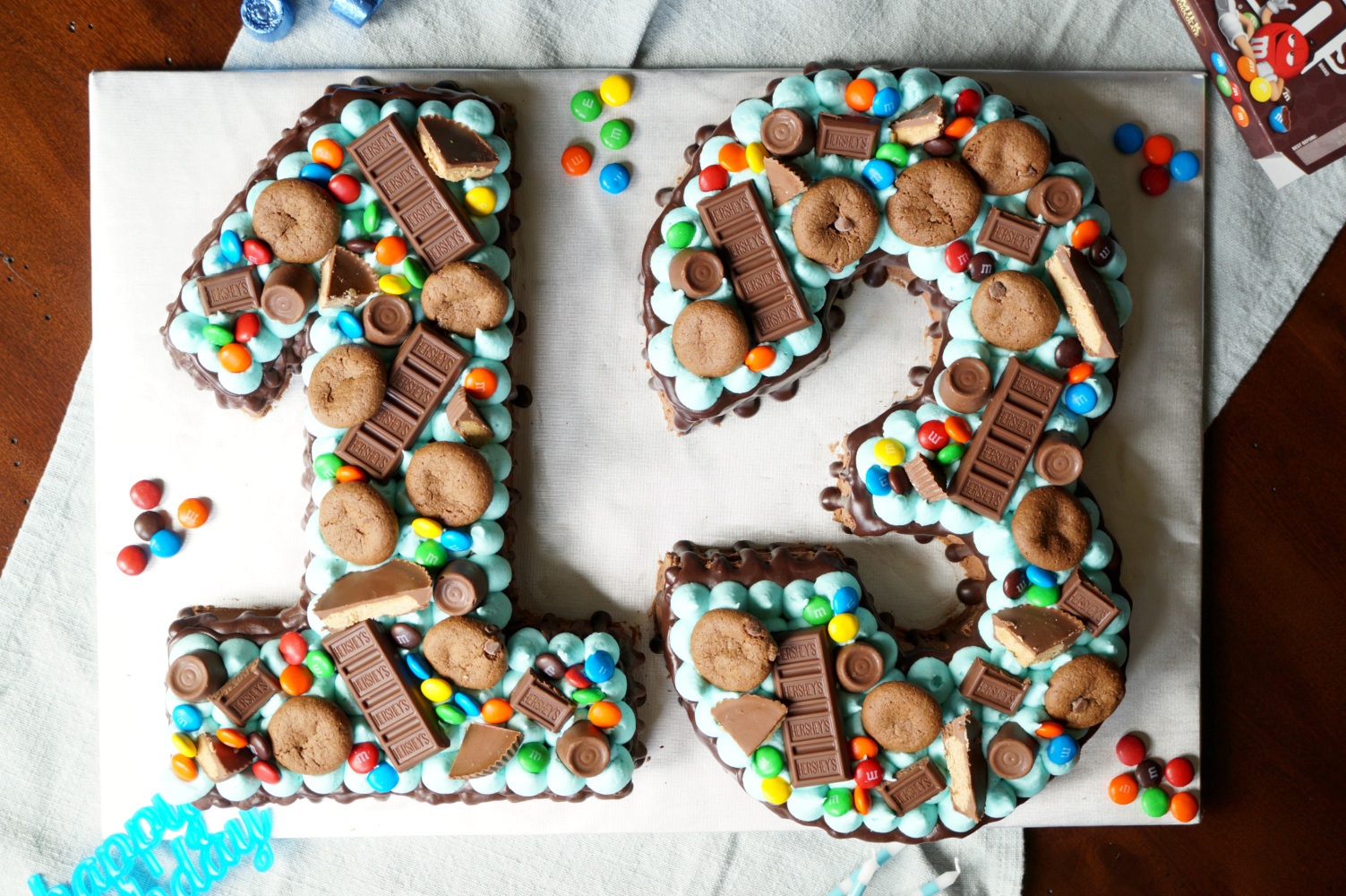 gluten free chocolate candy cutout number cake | The Baking Fairy
