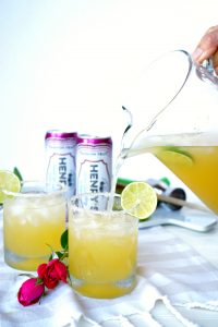 sparkling passionfruit lime margaritas by the pitcher | The Baking Fairy