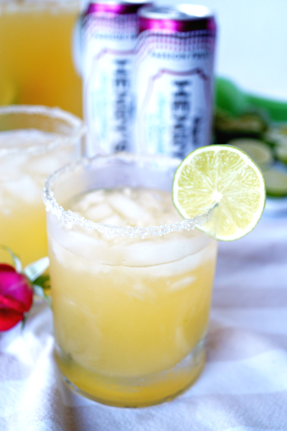 sparkling passionfruit lime margaritas by the pitcher | The Baking Fairy