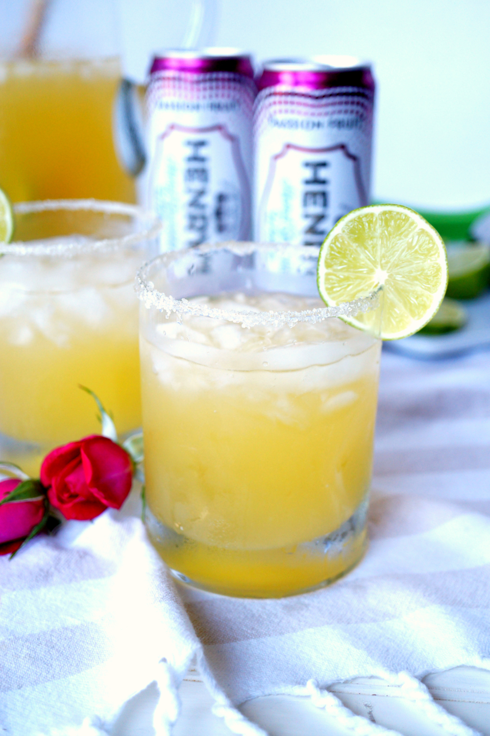 sparkling passionfruit lime margaritas by the pitcher | The Baking Fairy