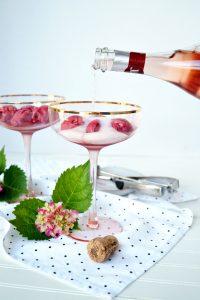 raspberry sorbet sparkling rosè floats | The Baking Fairy