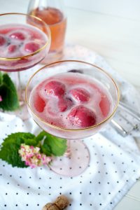 raspberry sorbet sparkling rosè floats | The Baking Fairy