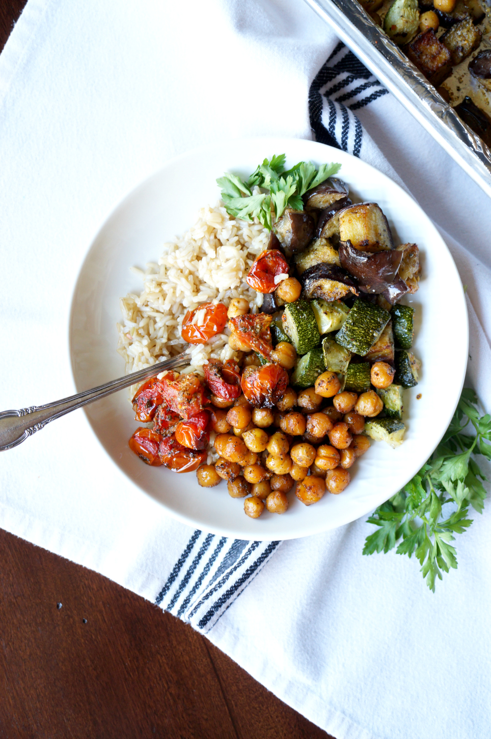 vegan roasted ratatouille sheetpan meal | The Baking Fairy