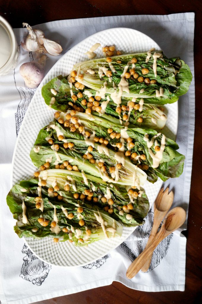 vegan charred caesar salad with crispy chickpeas | The Baking Fairy