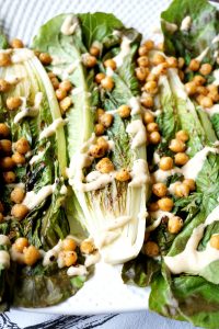 vegan charred caesar salad with crispy chickpeas | The Baking Fairy